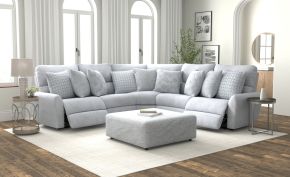 Catnapper 633/66/68/67/628-18 Majesty - 3 Piece Deep Seating Power Reclining Sectional With 1 Castered Cocktail Ottoman - Shark