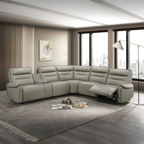 ACME LV04830 Jayke - Power Motion Sectional Sofa - Light Gray Top Grain Leather Match