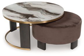 Signature Design by Ashley® T671-22 Jazmore - Nesting Cocktail Tables (Set of 2) - Brown / Brass Finish