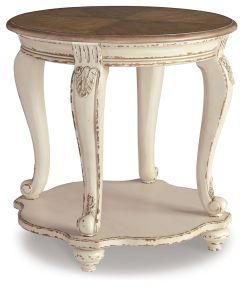 Ashley Furniture T743-6 Realyn - Round End Table - White / Brown