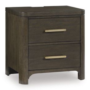 Ashley Furniture PCB843-92 Radkin - Two Drawer Night Stand - Burnished Brown