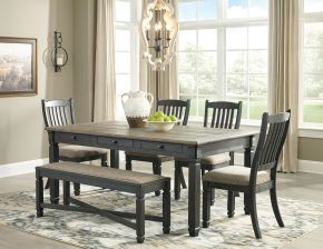 Signature Design by Ashley® D736/25/01(4)/00 Tyler Creek - Dark Gray - 6 Pc. - Dining Room Table, 4 Side Chairs, Bench