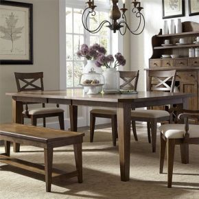 Liberty Furniture 382-DR-6RTS Hearthstone Ridge - 6 Piece Rectangular Table Set - Dark Brown - Upholstered Chairs