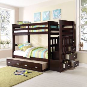 ACME 10170W Allentown - Twin Over Twin Bunk Bed With Trundle & Storage - Espresso