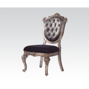 ACME 60542 Chantelle - Side Chair (Set of 2) - Silver Gray Silk-Like Fabric & Antique Platinum
