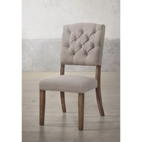 ACME 66187 Bernard - Side Chair (Set of 2) - Cream Linen & Weathered Oak