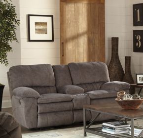 Catnapper 62409-2792/28 Reyes - Power Lay Flat Reclining Console Loveseat With Storage & Cupholders - Graphite