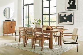 Signature Design by Ashley® D790/35/01(3)/02A/66 Dressonni - Brown - 10 Pc. - Rectangular Dining Table, 6 Side Chairs, 2 Arm Chairs, Bar Cabinet