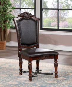 Furniture of America CM3147SC-2PK Picardy - Side Chair (Set of 2) - Brown Cherry / Black
