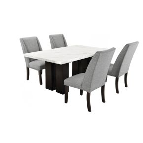 New Classic 40-1221-D4C Faust - 5 Piece Dining Room Set (Adjustable Table & 4 Dining Chair) - Gray / White