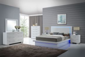 New Classic 00-2643-36N Sapphire - 5/0 Queen 6 Piece Bedroom Set (Bed & Dresser & Mirror & Chest & 2 Nightstands) - White
