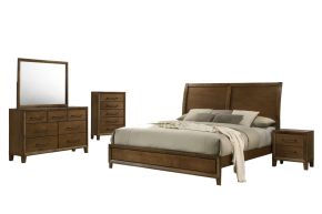 New Classic 00-B0182-25C Ballard - 6/0 Western King 5 Piece Bedroom Set (Bed, Dresser, Mirror, Chest, Nightstand) - Brown