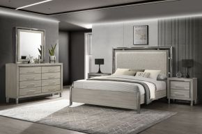 New Classic 00-B1248-35N Lennox - 5/0 Queen 5 Piece Bedroom Set (Bed, Dresser, Mirror, 2 Nightstands) - Gray / Silver