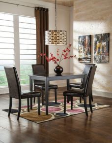 Signature Design by Ashley® D250/25/02(4) Kimonte - 5 Pc. - Dining Room Table, 4 Upholstered Side Chairs - Dark Brown