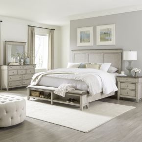 Liberty Furniture 457-BR-QSBDMN Ivy Hollow - 4 Piece Bedroom Set (Queen Storage Bed, Dresser & Mirror, Nightstand) - White