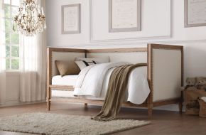 ACME 39175 Charlton - Daybed - Cream Linen & Salvage Oak