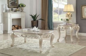ACME 82440 Gorsedd - Coffee Table With Marble Top - Marble Top & Golden Ivory
