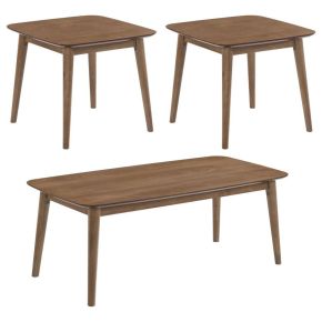 CoasterEssence 753524 Radley - 3 Piece Rectangular Coffee Table Set - Natural Walnut