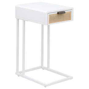 Coaster Fine Furniture 931632 Amherst - 1-Drawer Radio Weave Cane Metal Side Table - White