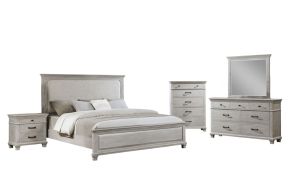 New Classic 00-B3941-35C Silver Sands - 5/0 Queen 5 Piece Bedroom Set (Bed, Dresser, Mirror, Chest, Nightstand) - Gray