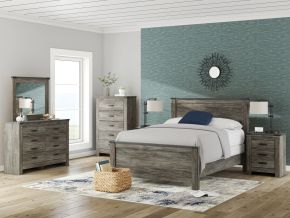 Signature Design by Ashley® B4480/21/26/46/57/54/96/92(2) Frandern - 8 Pc. - Dresser, Mirror, Chest, Queen Panel Bed, 2 Nightstands - Black / Gray
