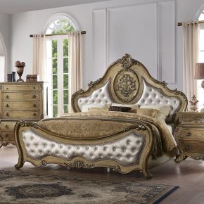 ACME 26307EK ACME 26307EK Ragenardus - Eastern King Bed - Synthetic Leather & Vintage Oak