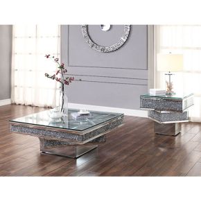 ACME 81465 Noralie - Coffee Table - Mirrored & Faux Diamonds - 17"