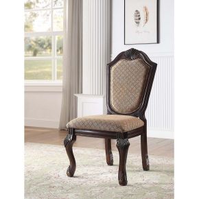 ACME 64077 Chateau De Ville - Side Chair (Set of 2) - Fabric & Espresso Finish