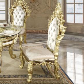 ACME DN60001 Desiderius - Side Chair (Set of 2) - Antique Gold & Hand-Painted Brown