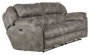 Catnapper 761891-1300/28 Ferrington - Power Lay Flat Reclining Sofa With Power Adjustable Headrest & Lumbar - Steel