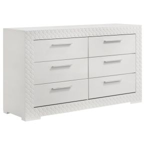 Coaster Fine Furniture 224943 Ives - 6-Drawer Dresser Cabinet - White High Gloss