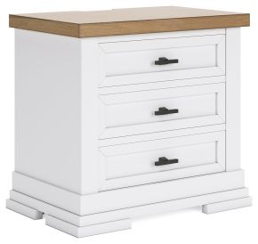 Benchcraft® B844-93 Ashbryn - Three Drawer Night Stand - White / Natural