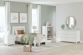 Ashley Furniture EB1810/230/155/111 Hallityn - 3 Pc. - Bookcase, Twin Panel Platform Bed - White