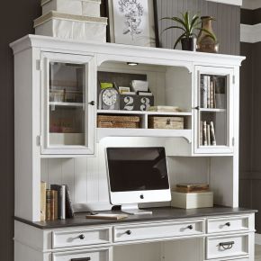 Liberty Furniture 417-HO132 Allyson Park - Jr Executive Credenza Hutch - Wirebrushed White / Charcoal