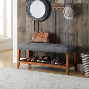 ACME 96686 Charla - Bench - Gray Fabric & Oak