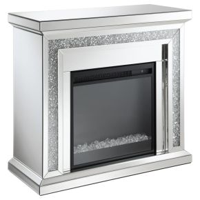 CoasterEssence 991047 Lorelai - Mirrored Freestanding Electric Fireplace - Silver
