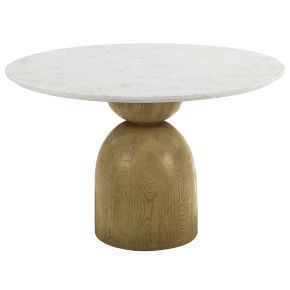 ACME DN02390 Kala - Round Dining Table With Marble Top - Natural Marble Top & Oak