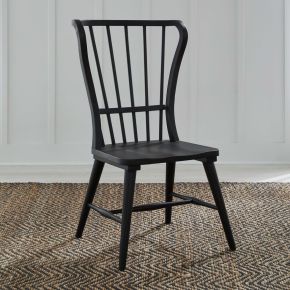 Liberty Furniture 237-C1000S-B River Place - Windsor Back Side Chair - Black (RTA) & Riverstone White & Tobacco