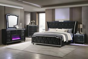 Coaster Fine Furniture 223161KE-S5B Lorient - 5-Piece Eastern King Bedroom Set With LED Flame Box Dresser - Black