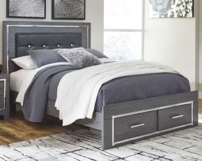 Signature Design by Ashley® B214/57/54S/96 Lodanna - Gray - Queen Panel Bed With 2 Storage Drawers