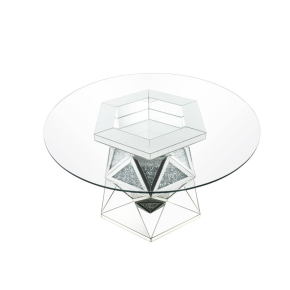 ACME 72145 Noralie - Dining Table - Mirrored & Faux Diamonds - 30"