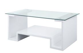 ACME 82360 Nevaeh - Coffee Table - Clear Glass Top & White High Gloss