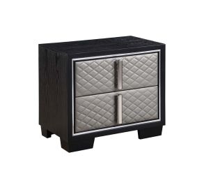ACME BD01428 Nicola - Nightstand - Silver Synthetic Leather & Black