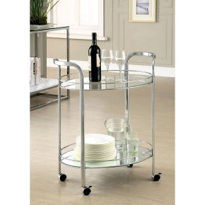 Furniture of America CM-AC228 Loule - Serving Cart - Pearl Silver