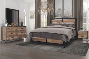 New Classic 00-5533-24N Elk River - 6/0 Western King 4 Piece Bedroom Set (Bed, Dresser, Mirror, Nightstand) - Brown