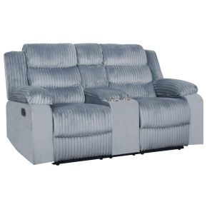 New Classic U1816-25-GRY Willow - Console Loveseat With Dual Recliners - Gray