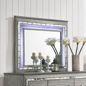ACME 21824 Antares - Mirror With LED - Light Gray Oak
