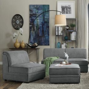 ACME 53780 Bois - Modular Armless Chair - Gray Velvet