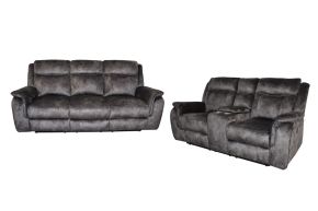 New Classic 22-U456-2PM Park City - P1 2 Piece Sofa & Loveseat With Power Footrest - Dark Gray