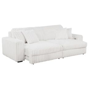 Coaster Fine Furniture 600535P Jacana - Corduroy Upholstered Dual Power Chaise Sofa - Ivory